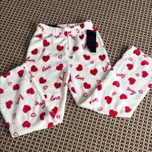 NWT: Women’s Pajamas with Red Hearts and Love Print